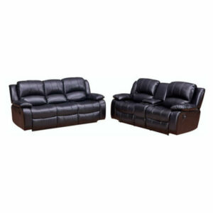 Betsy Furniture 2-Piece Bond Leather Reclining Living Room Set, Black