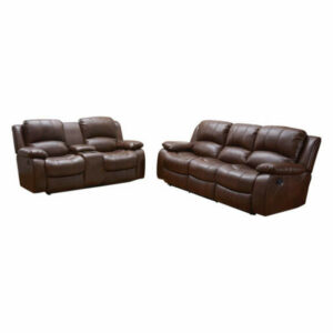 Betsy Furniture 2-Piece Bond Leather Reclining Living Room Set, Brown
