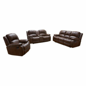 Betsy Furniture 3-Piece Bond Leather Reclining Living Room Set, Brown