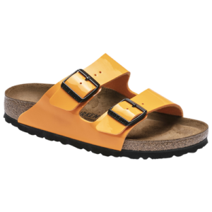 Birkenstock Womens Birkenstock Arizona Patent Birko-Flor - Womens Shoes Yellow/Brown Size 06.0