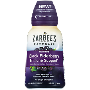 Black Elderberry Nighttime Syrup for Immune Support with Zinc, Vitamin C & Melatonin (8 Ounces)