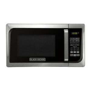 Black+Decker EM925AJK-P1 0.9 Cu. Ft. Digital Microwave, Pull handle, One Size , Stainless Steel