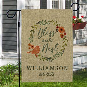 Bless Our Nest Personalized Burlap Garden Flag