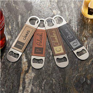 Block Initial Personalized Leather Bottle Opener