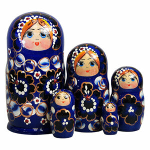 Blue Floral Nesting Doll 5-Piece Set