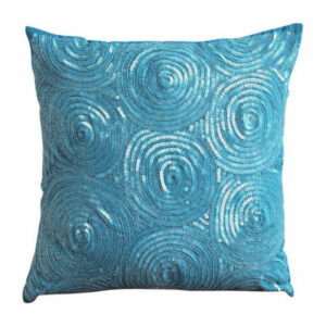 Blue Living Room Pillow Covers Art Silk 20"x20" Illusion Sequins, Aqua