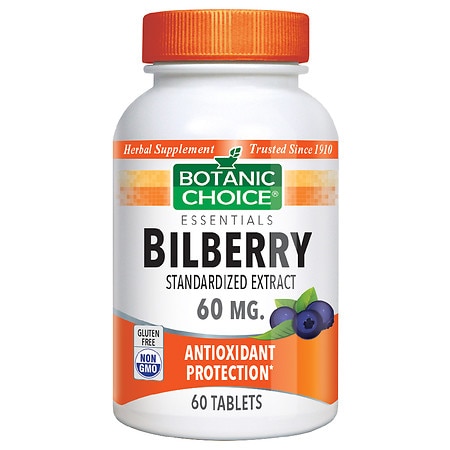 Botanic Choice Bilberry Extract 60 mg Herbal Supplement Tablets - 60.0 ea