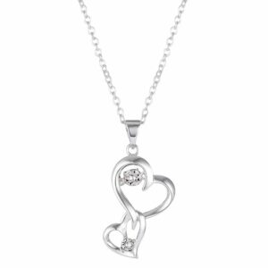 Brilliance Silver Tone Linked Hearts Necklace with Swarovski Crystals, Women's, Size: 18"