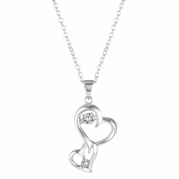 Brilliance Silver Tone Linked Hearts Necklace with Swarovski Crystals, Women's, Size: 18"