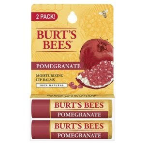 Burt's Bees 100% Natural Moisturizing Lip Balm Pomegranate with Beeswax and Fruit Extracts, Pomegranate Oil - 0.15 oz x 2 pack