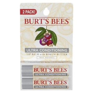 Burt's Bees 100% Natural Moisturizing Lip Balm, Ultra Conditioning with Kokum Butter Shea Butter & Cocoa Butter - 0.15 oz x 2 pack