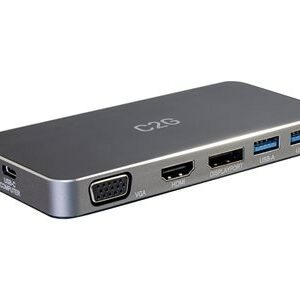 C2G USB C Dual Monitor Dock with HDMI, DisplayPort, VGA & Power Delivery - docking station - USB-C / Thunderbolt 3 - VGA, HDMI, DP