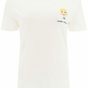 CHIARA FERRAGNI T-SHIRT CFMASCOTTE EMBROIDERY XS White Cotton