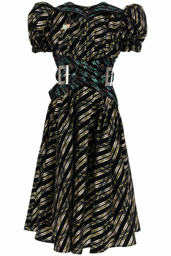 CHOPOVA LOWENA MIDI DRESS IN ORGANZA S Black, Yellow, Green