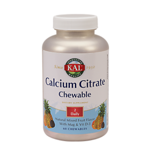 Calcium Citrate Chewable with Magnesium & Vitamin D3 - Natural Mixed Fruit Flavor (60 Chewables)