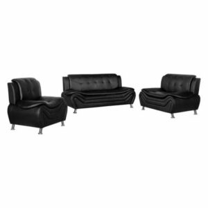 Camille Black Living Room Collection, 3-Piece Set