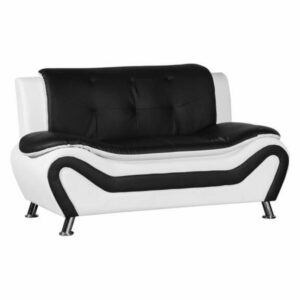 Camille Black and White Living Room Collection, Loveseat