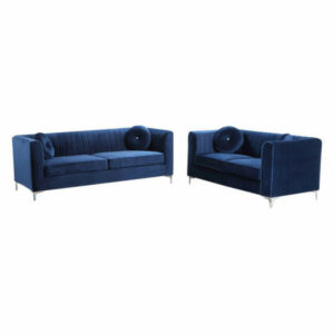 Carlise 3-Piece Upholstered Living Room Set, Blue