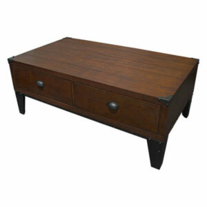 Carly Walnut With Black Iron Nail Heads Living Room Coffee Table