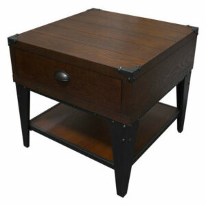 Carly Walnut With Black Iron Nail Heads Living Room End Table