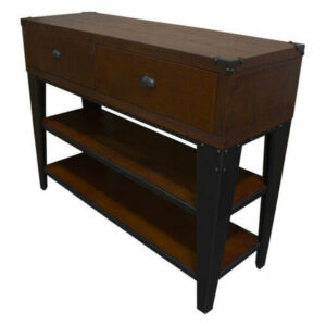 Carly Walnut With Black Iron Nail Heads Living Room Sofa Table