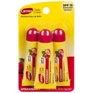 Carmex Strawberry Flavored Lip Balm, Value Pack - 0.35 ea x 3 pack