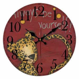 Cartoon Creative Mute Living Room Bedroom Modern Wall Clock, Dark Red