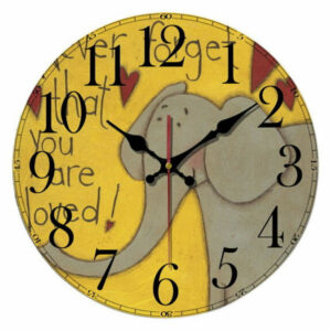 Cartoon Creative Mute Living Room Bedroom Modern Wall Clock, Dark Yell