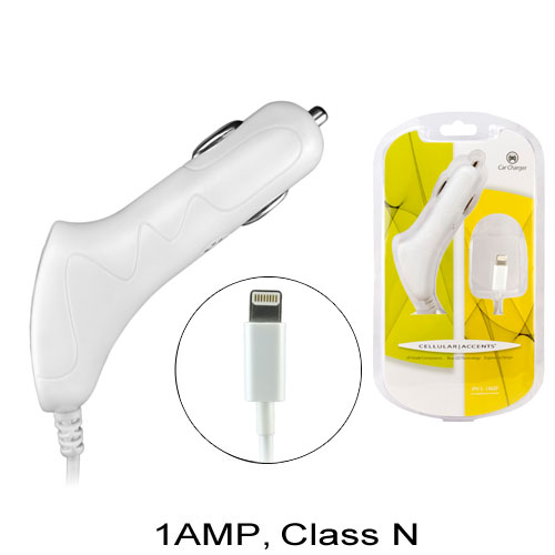 Cellular Accents Premium Car Charger, 1 AMP for Apple iPhone 5/iPad mini/iTouch 5 (Class N)