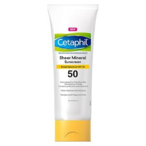 Cetaphil Sheer Mineral Sunscreen SPF 50 Face & Body Lotion Fragrance free - 3.0 oz
