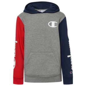 Champion Kids Champion Reverse Weave Colorblock Hoodie - Youth Oxford Grey/Navy/Red Size S