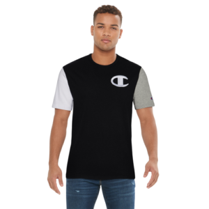 Champion Mens Champion Heritage Colorblock T-Shirt - Mens Black/Oxford Grey/White Size XL