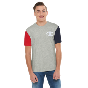 Champion Mens Champion Heritage Colorblock T-Shirt - Mens Oxford Grey/Navy/Scarlet Size S