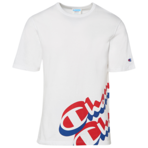 Champion Mens Champion Panel Script T-Shirt - Mens White/Red/Blue Size XL