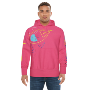 Champion Mens Champion Reverse Weave PO Hoodie - Mens Reef Pink/Yellow Size XXL