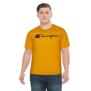 Champion Mens Champion Script Printed T-Shirt - Mens Gold Size M