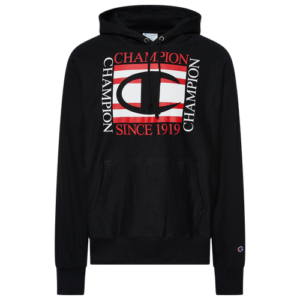 Champion Mens Champion Square Logo Pullover Hoodie - Mens Black/Red/White Size S