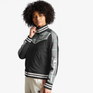 Champion Womens Champion Tricot Track Jacket - Womens Houndstooth/Black/Green Size S