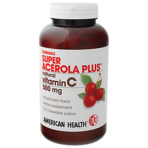 Chewable Super Acerola Plus Natural Vitamin C - Natural Berry - 500 MG (100 Chewable Wafers)