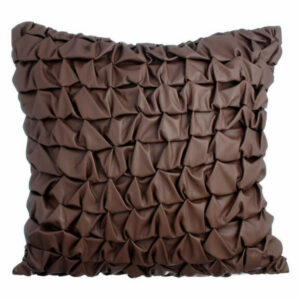 Chocolate Brown Living Room Pillow Covers Faux Leather 20"x20" Knots