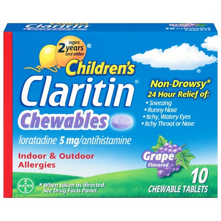 Claritin Children's 24 Hour Allergy Relief Chewable Tablets Grape - 10.0 ea