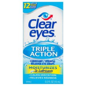 Clear Eyes Triple Action Lubricant Redness Relief Eye Drops - 0.5 fl oz