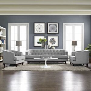 Coast Living Room Set Set of 3 in Light Gray