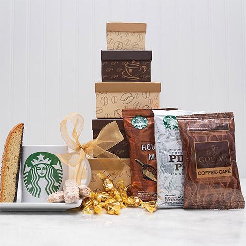 Coffee Lovers Delight Tower | Gourmet Gift Baskets by GiftBasket.com