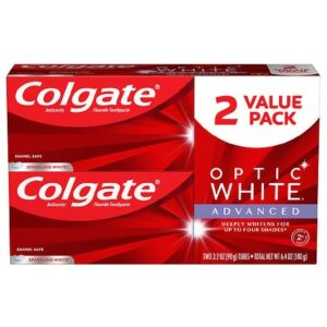 Colgate Optic White Advanced Teeth Whitening Toothpaste Sparkling White - 3.2 oz x 2 pack