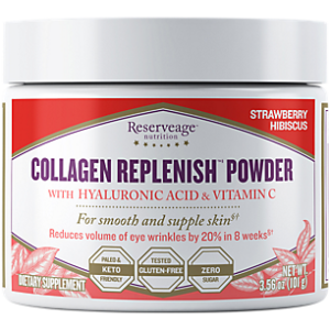 Collagen Replenish Powder with Hyaluronic Acid & Vitamin C - Strawberry Hibiscus (30 Servings)