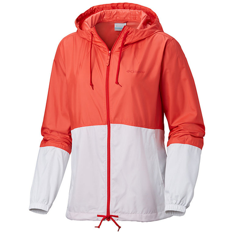 Columbia Flash Forward Windbreaker Jacket - Women's Red Coral/white Xs