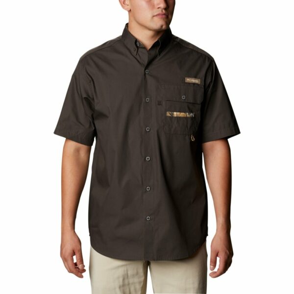 Columbia Sportswear Men's Sharptail Short Sleeve Shirt Brown/Dark Green, Medium - Men's Outdoor Graphic Tees at Academy Sports