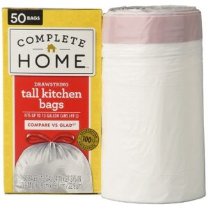 Complete Home 13 Gallon Drawstring Trash Bags White - 50.0 ea