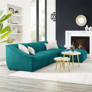 Comprise 4-Piece Living Room Set in Teal